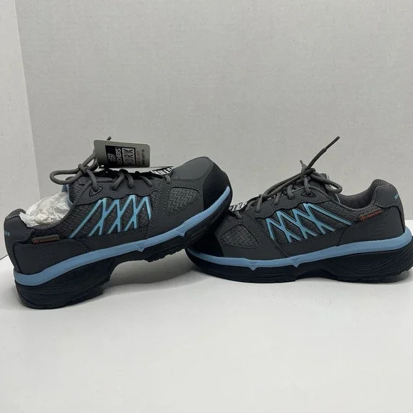 Skechers Work Conroe Kriel Women's 7 Steel Toe Slip Resistant Gray Blue New