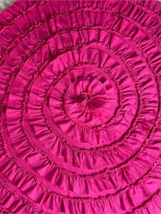 Lemon Loves Layette Round Pink Ruffle Blanket Lovey Pima Cotton Photo Prop