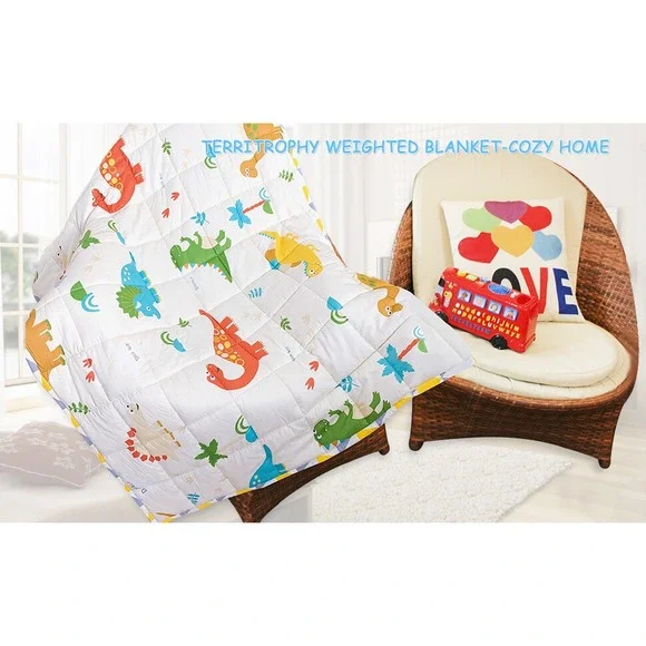 TerriTrophy Kids Dinosaur Weighted Blanket 7lbs 41 x 60in