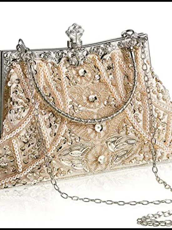 1920s Vintage Beaded Clutch Evening Bag Rhinestone Flapper Purse Wedding Party
