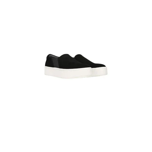 Vince Suede Warren Sneaker 7 M Black White Slip On Double Thick Rubber