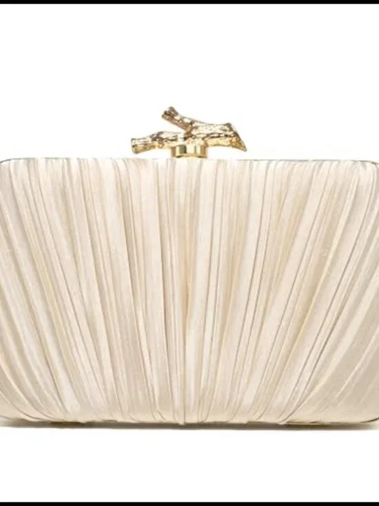 Satin Evening Clutch Purse with Detachable Chain Strap Formal Wedding Bag