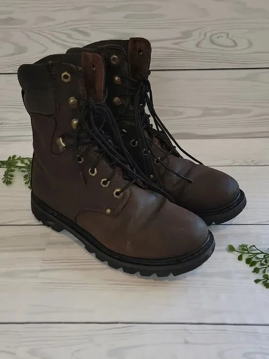 Western Chief Leather Men's Brown Lace-Up Work Boots Size 8.5