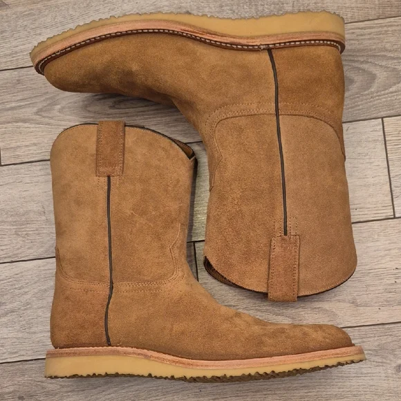 Men's Brown Suede Pull-On Work Boots