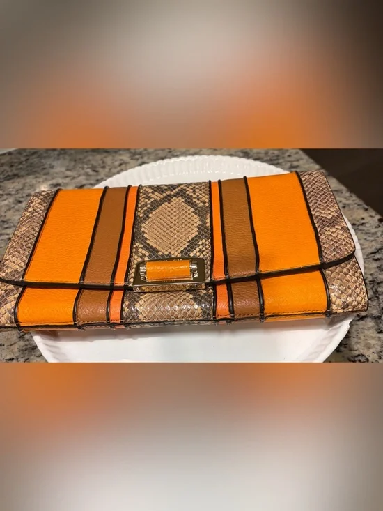 Coach Madison Pinnacle Striped Exotic Clutch,