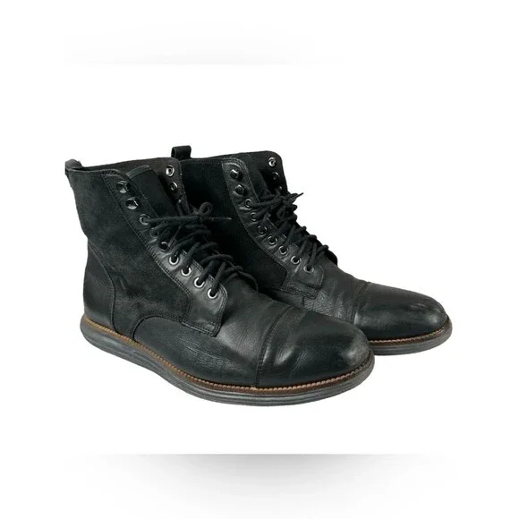 Cole Haan Grand.OS Black Suede Leather Lace Up Sneaker Boots Men’s Size 12M