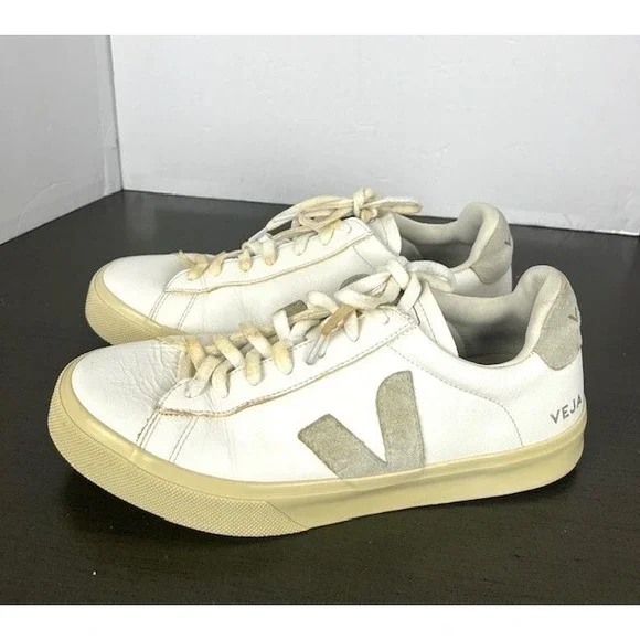 Veja Campo T2 B shoes size 10 women's White Beige lace up casual Sneakers good‎