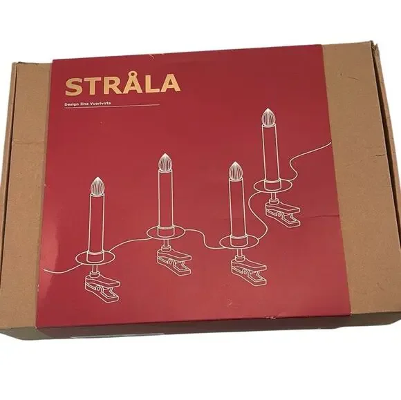 NEW IKEA STRALA LED Lighting Chain With 24 Light Candles Shaped Bulb With Clips