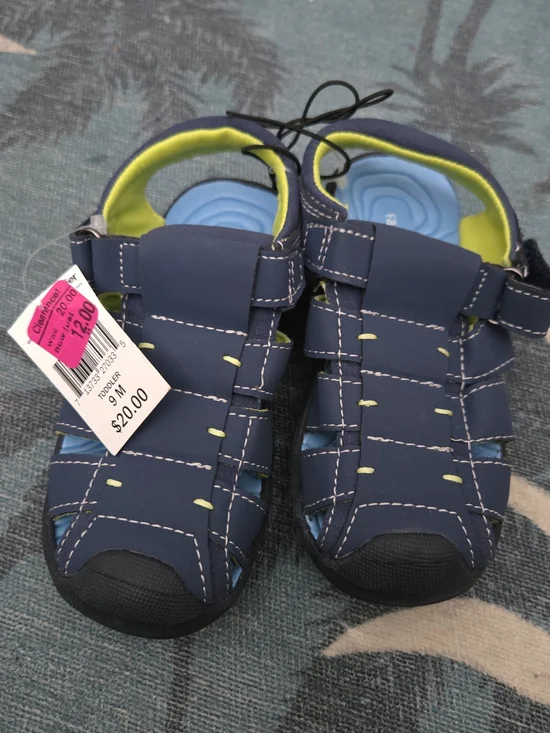 Falls Creek Navy and Lime Kids Closed-Toe Sandals