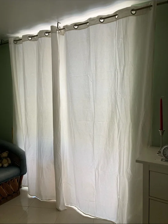 IKEA White Grommet curtain cotton- Light-Filtering Panel