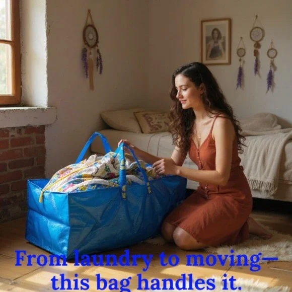 IKEA FRAKTA Blue Storage Bag – 20 Gallon, Reusable with Zipper &‎ Dual Handles