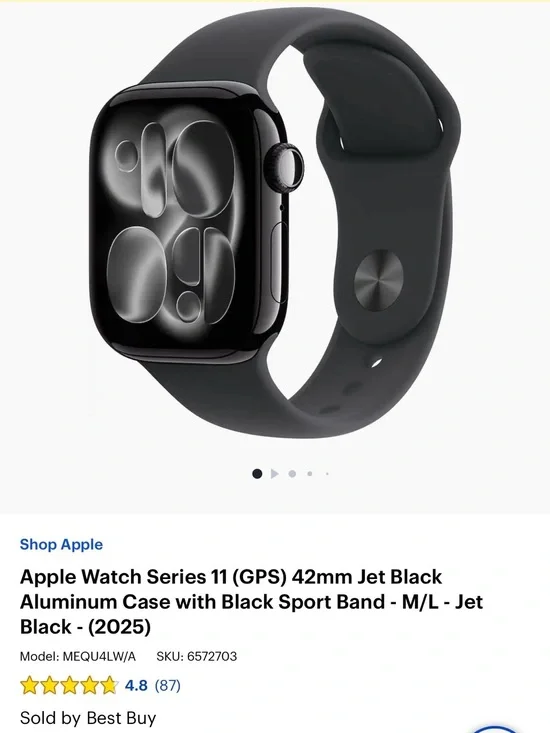 Apple Watch Series 11 - Jet Black Aluminum with Black Sport Band