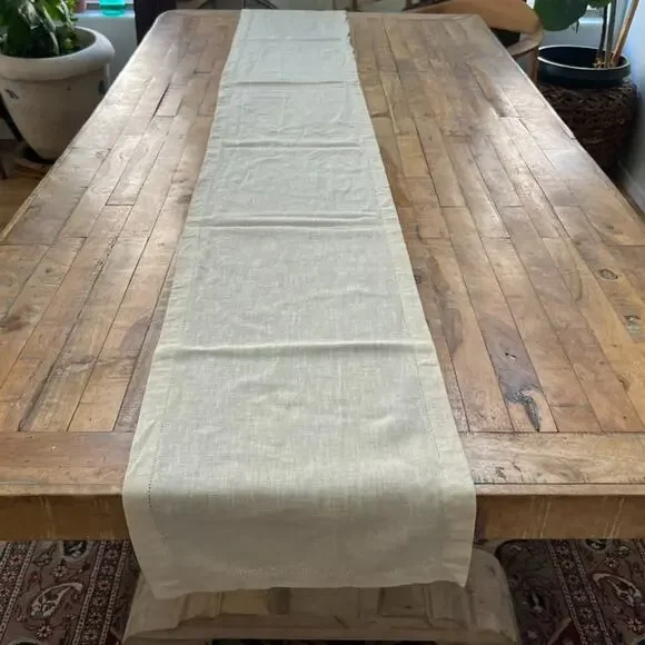 Ikea Beige Linen Blend Table Runner 13.5