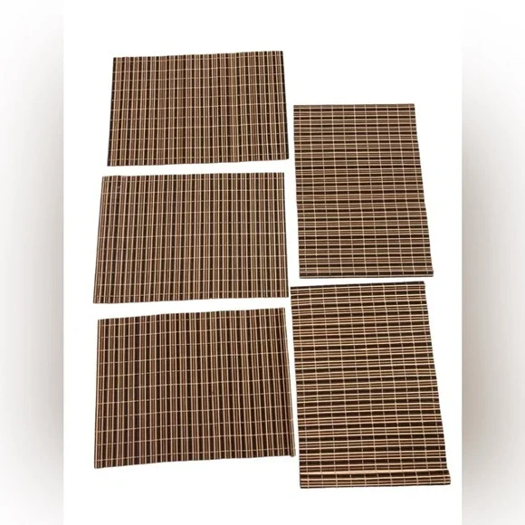 IKEA Set of 5 Bamboo Placemats Brown Lightweight 19X13 Dinner Dining Casual