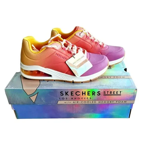 Skechers Street Los Angeles Uno Night Shades Pink‎ Purple Ombre 155628 PKMT 5.5