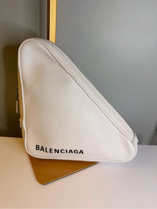 Balenciaga White Triangle Pouch