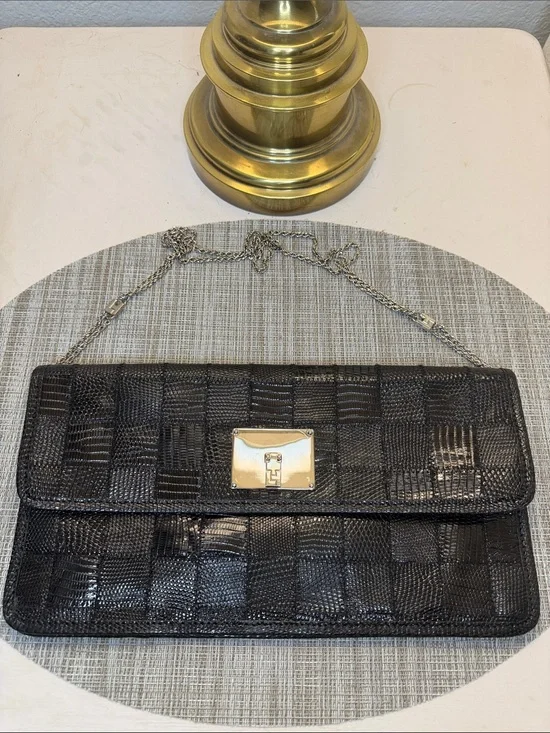 2009 Black Quilted Lizard Chantal with Silver Hardware