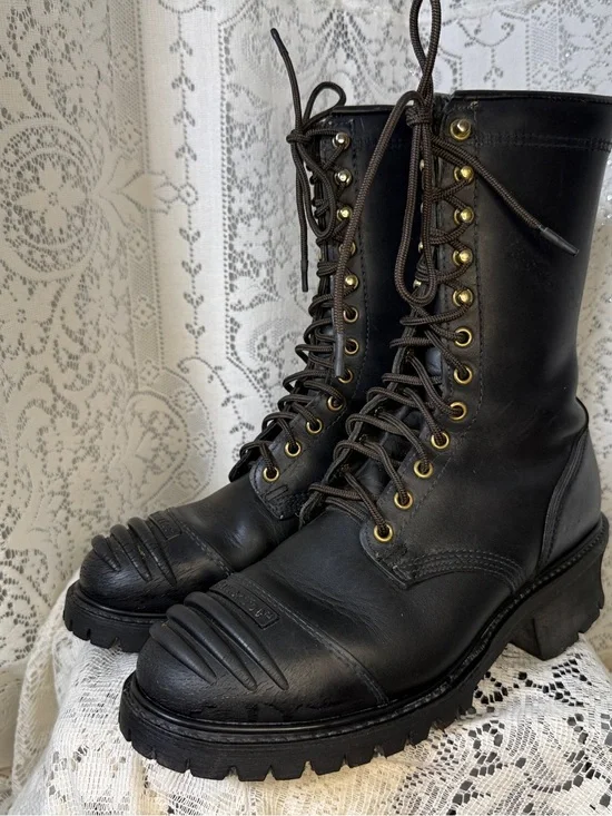 Black Men's Lace-Up Combat Boots