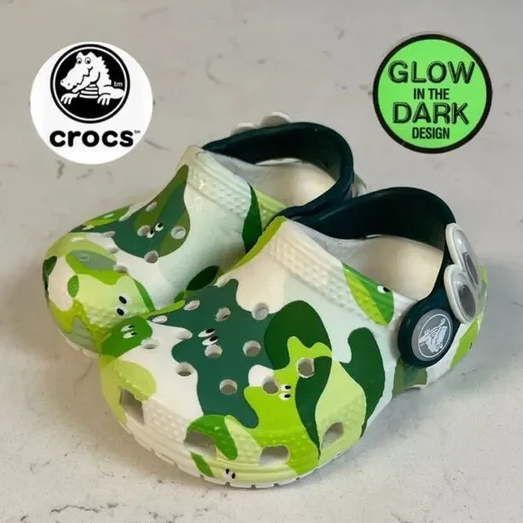 KIDS' CROCS TODDLER CLASSIC GLOW SLIME MONSTER CLOG Size 4 C