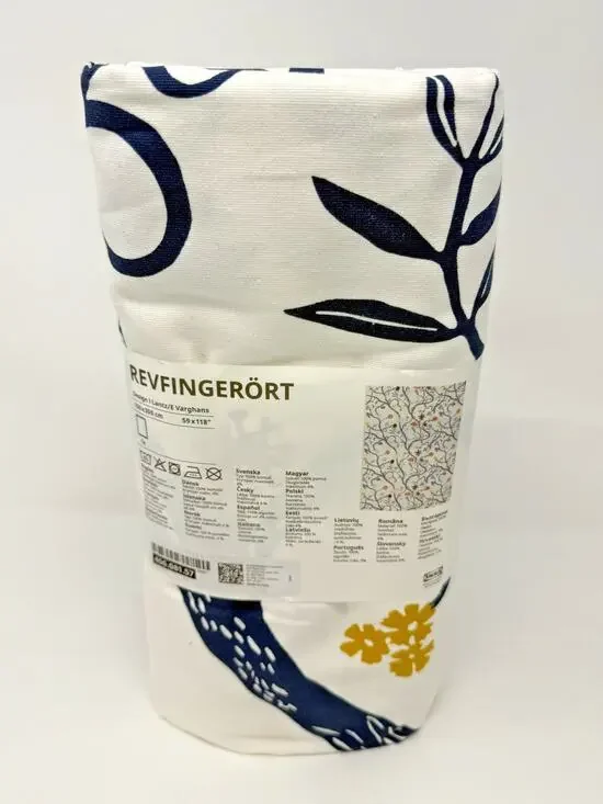 IKEA REVFINGERÖRT Pre-cut Fabric Botanical White Multicolor59x118