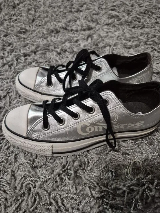Silver Converse Sneakers (never worn but some flaws)