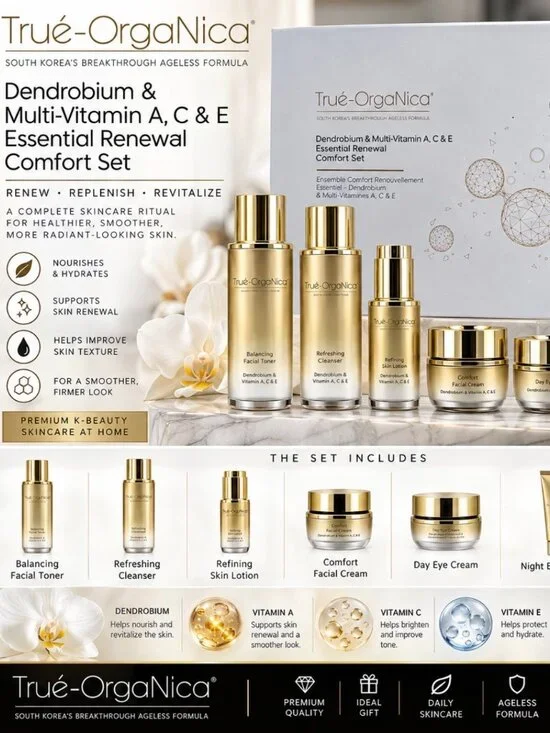 TRUÉ-ORGANICA® DENDROBIUM & MULTI-VITAMIN A, C & E ESSENTIAL RENEWAL COMFORT SET