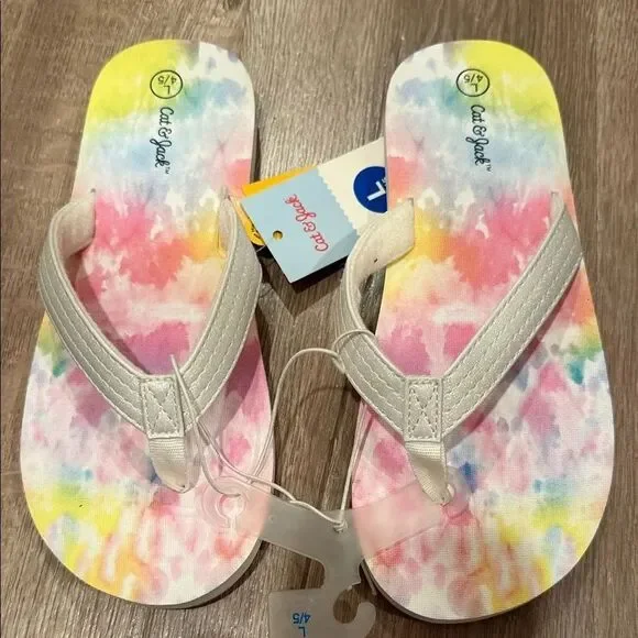 Cat & Jack Multicolor Tie-Dye Flip Flops