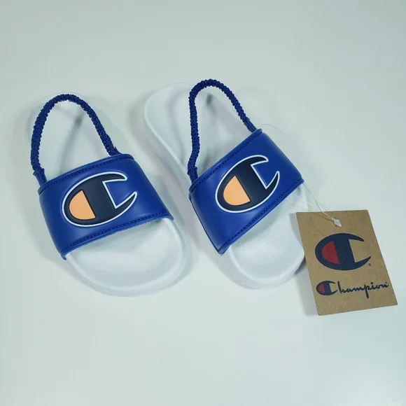 8K Champion Kids Toddler Blue White Summer Beach Water Sandals Flip Flops size 8