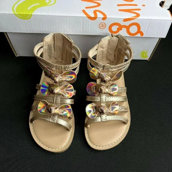 Jumping Beans Toddler Girls Gladiator Style‎ Sandals Size 7 Gold Brown Open Toe