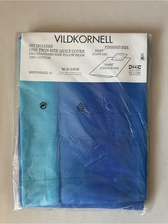 New IKEA Twin Size blue ombre Duvet Cover with Standard Size Pillow case