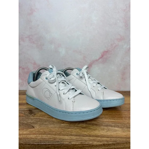 Coach Lowline Leather Low-Top Sneakers style #G5040 Light Blue size 6B
