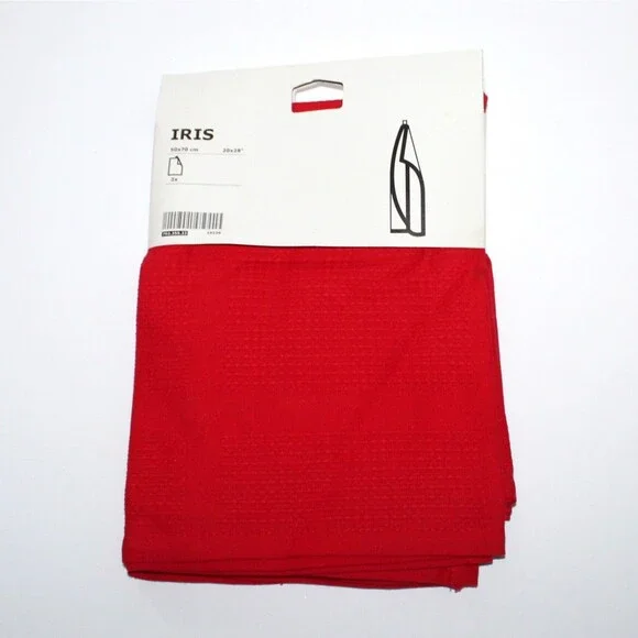Ikea Iris Red Dish Tea Towel Kitchen 2 Pack 20” x 28” NEW waffle weave