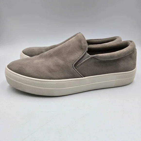 Steve Madden Sneaker Womens 10 Gills Grey Suede Slip On Platform Casual Shoes
