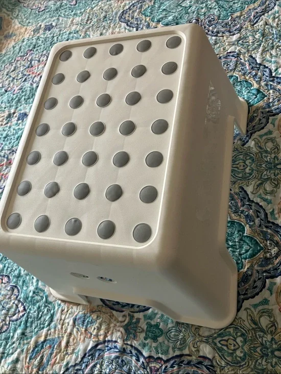 IKEA White Step Stool with Gray Anti-Slip Dots