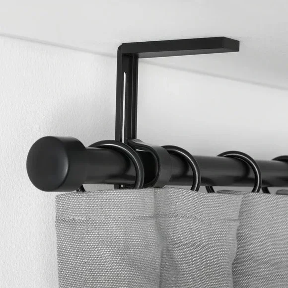 Lot of 6 Ikea Betydlig Black Wall, Ceiling, Curtain Rod Bracket 602.172.28