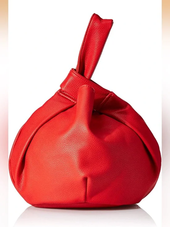 The Drop Avalon Red Knotted Wristlet Clutch Faux Leather Bucket Bag