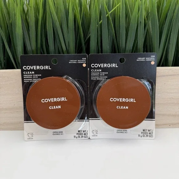 (2) COVERGIRL Clean Pressed Powder Foundation 120 CREAMY NATURAL Original Talc
