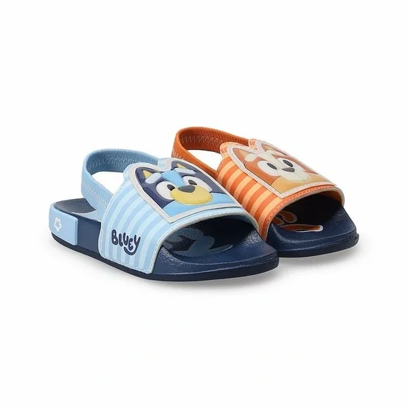 Bluey & Bingo Kids' Blue and Orange Slide Sandals