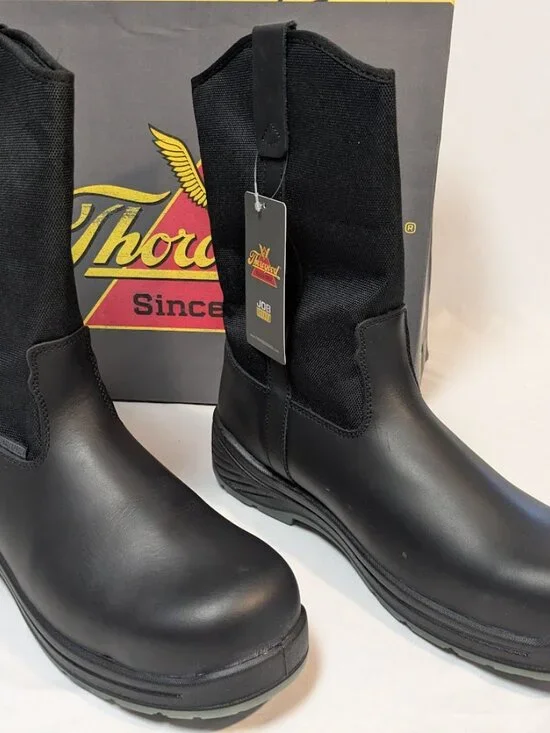 MEN'S 8.5-MEDIUM THOROGOOD 804-6136 Thoro-Flex 10″ Black Safety Toe Wellington