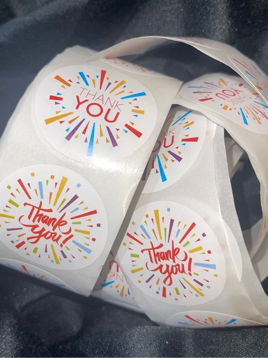 Thank You Confetti Round Sticker Labels - Multicolor 1.5” 100