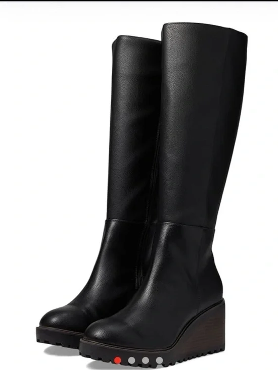 Yellow Box Boutique Adrena Knee High Wedge Riding Boots Zipper Black Size 9.5