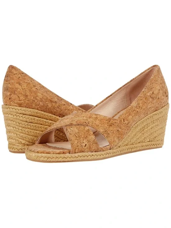 Jack Rogers Palmar Wedge Espadrille Peep-Toe Cork‎ Women's Shoes NEW