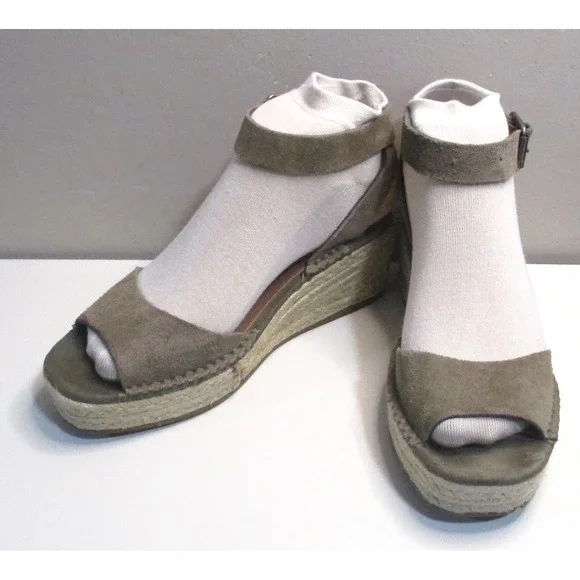 Steve Madden Brown Suede Espadrille Wedge Sandals Ankle Strap Womens 6