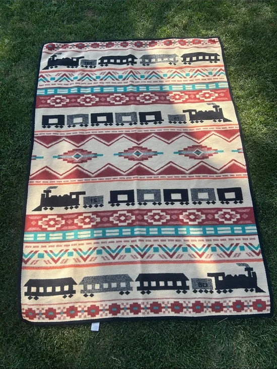 San Marcos SOFT Throw Blanket Aztec TRAINS Western