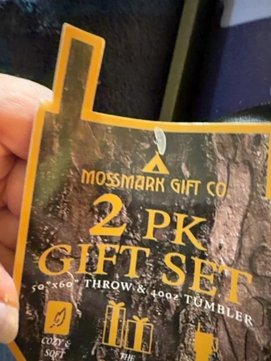Mossmark Gift Co Blue Camo Blanket Tumbler Set NWT