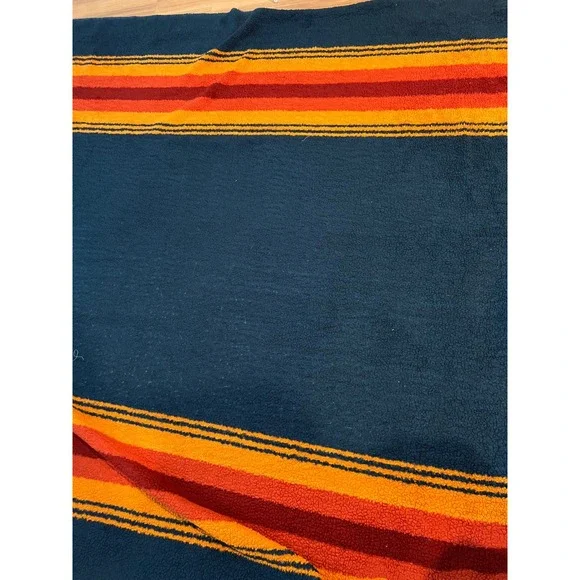 Pendleton Fleece Blanket Striped Camp Throw Navy Blue Large