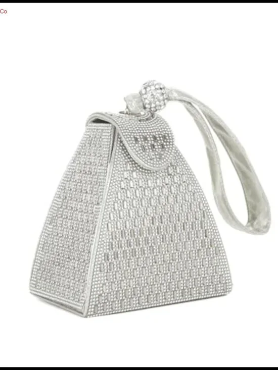 Rhinestone Crystal Clutch Evening Bag Pyramid Wristlet for Wedding Formal