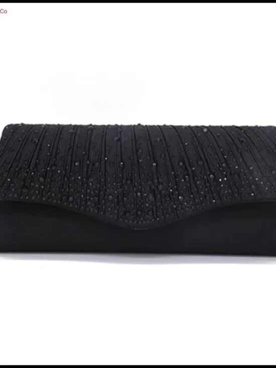 Rhinestone Envelope Clutch Purse Satin Evening Bag