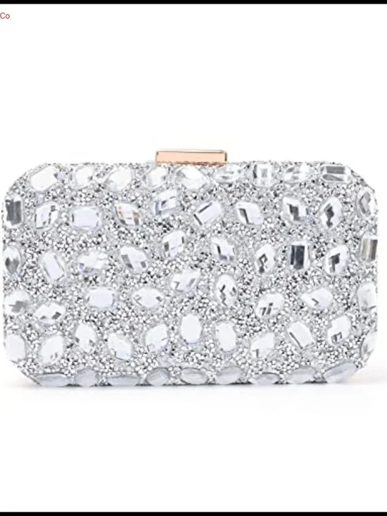 Crystal Evening Clutch with Chain Strap Rhinestone Handbag for Wedding Party