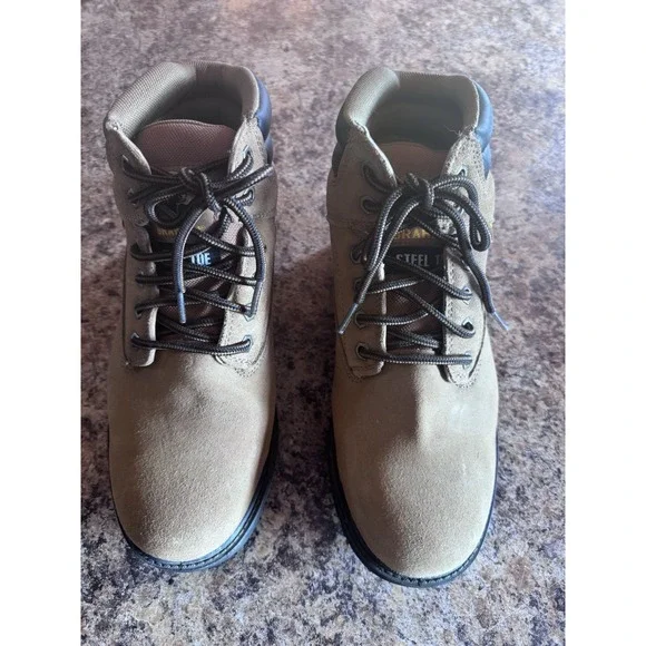 Brahma Men's Sz 8.5 Leather Waterproof 6 Inch Steel Toe Boots Padded Back Collar